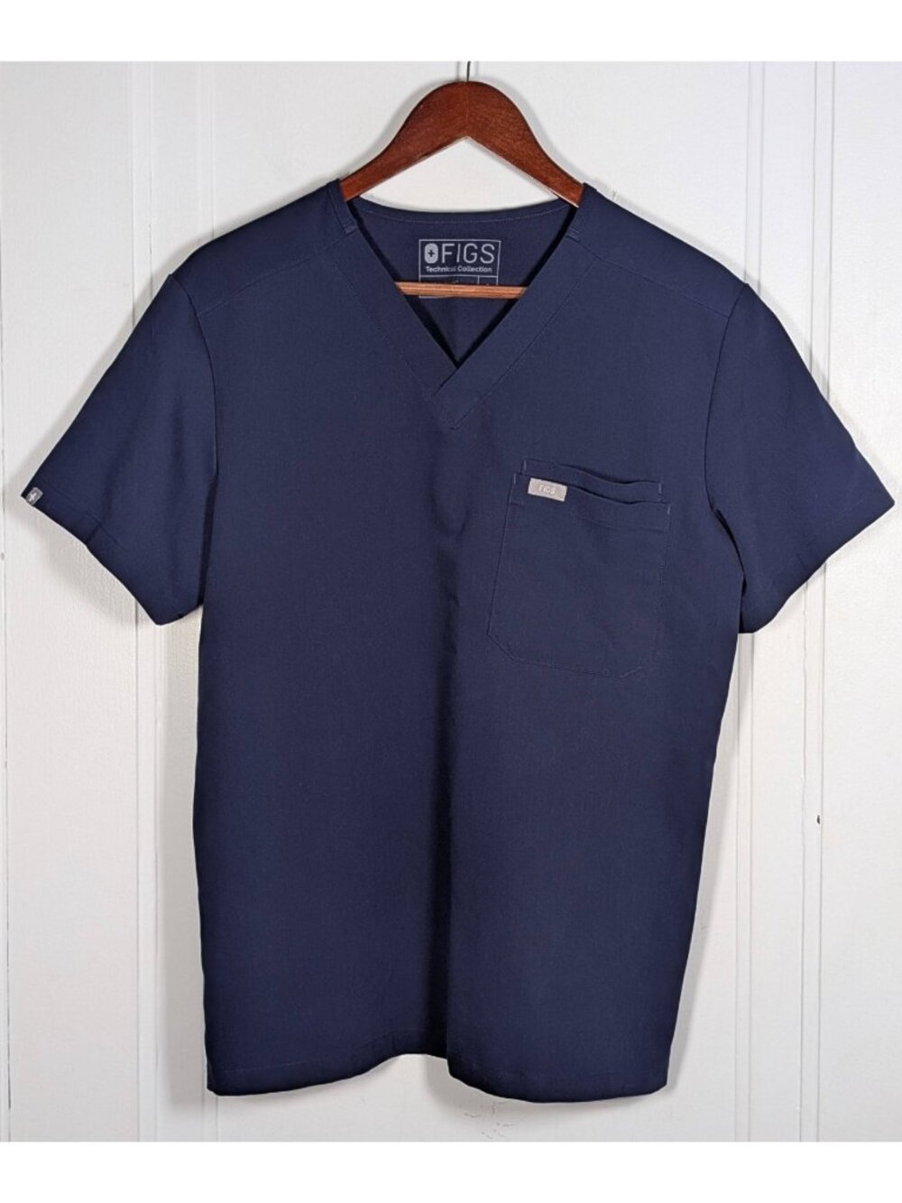 Figs Scrub Top Womens Size Small Double Pocket Technical Uniform Navy Blue Nurse